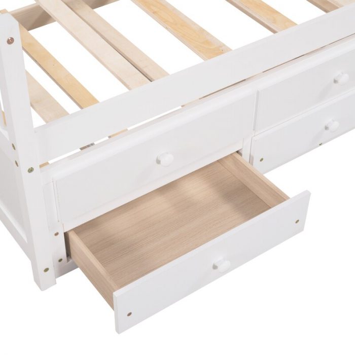 Daybed with Trundle and Drawers, Twin Size, White 5