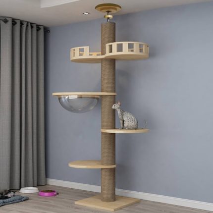 Wooden Column Vertical Cat Toy Cat Claw Board Sisal Claw Sharpener Large Cat Frame Cat Climbing Frame Solid Wood Cat Nest 2