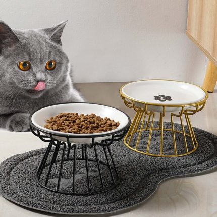 Ceramic Raised Pet Bowl Food Water Treats for Cats &amp.Dogs Supplies Outdoor Feeding Drinking Accessories Doggie Cat Stand Bowl 3