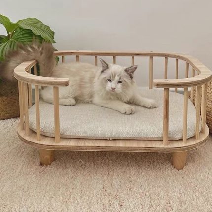 Solid Wood Pet Beds for Cat Dogs Nest Pet Small Medium Dogs Kitten Deep Sleep Bed Removable Washable Beds Four Seasons 1