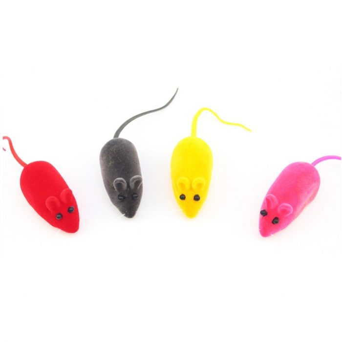 New Interactive Sound Plush Rubber Vinyl Mouse Pet Cat Realistic Sound Toys Flocking Mouse Funny Cat Toys Random Colors Pet Toys 4