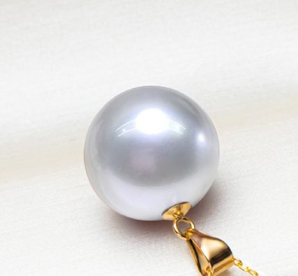 Simple Sea White Pearl Pendant 15-16mm Round Pearl Chain Pendant Daily for Women Fashion Jewelry Accessories 2