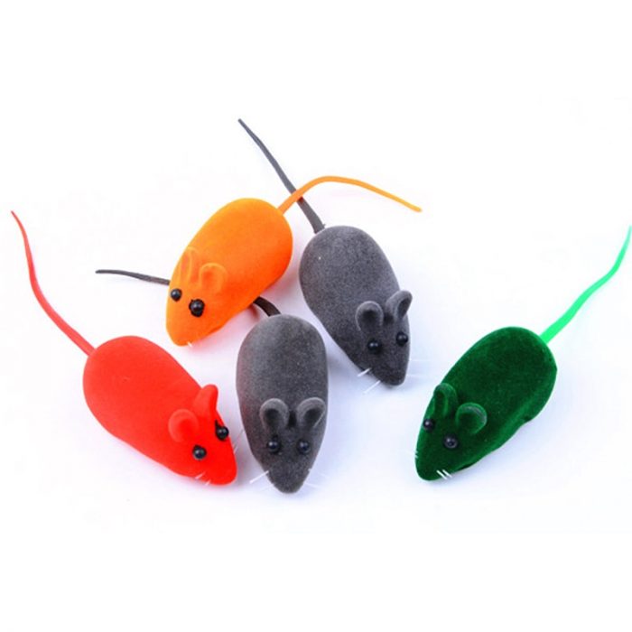 New Interactive Sound Plush Rubber Vinyl Mouse Pet Cat Realistic Sound Toys Flocking Mouse Funny Cat Toys Random Colors Pet Toys 5