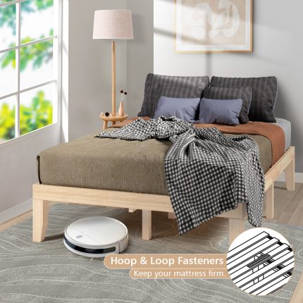 Costway Full Size  Bed Frame & 8" Jacquard Memory Foam Mattress Set 4-Layer Natural 2