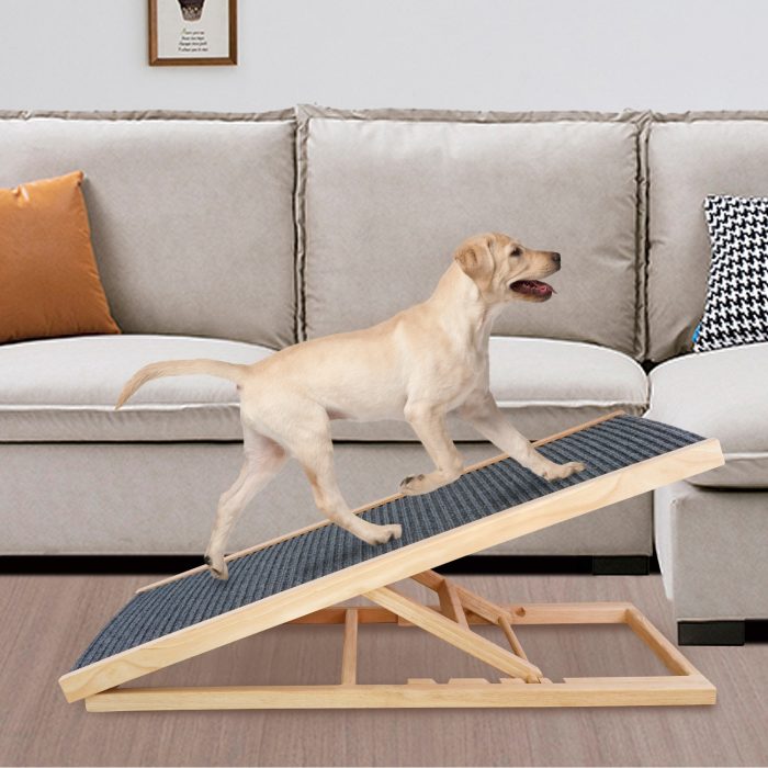 New Solid Wood Adjustable Pet Dog Ladder Dog Sofa Ladder Pet Non-Slip Ramp Ladder Simple Operation Pet Exercise Fitness Toy 1