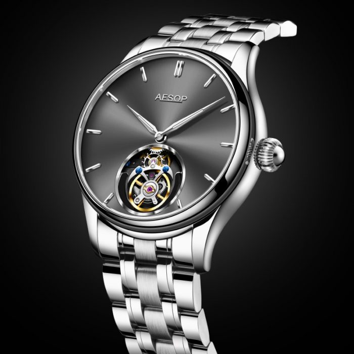 AESOP 100% Real Flying Tourbillon Skeleton Watch for Men Hollow Mechanical Wristwatches Male Sapphire Crystal Waterproof Clocks 5