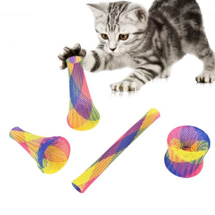 10/30Pcs Cat Spring Toy Stick Freely Folding Spring Shape Multi-Color Cat Bouncing Kitten Toys Cat Interactive Toys Pet Supplies 2