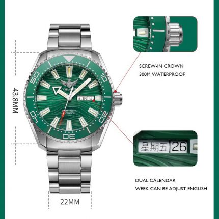 YELANG Men Military Watch 43.8mm Sport Diver Watches Automatic Mechanical Wristwatch Luminous Sapphire 30Bar Waterproof SW200 2