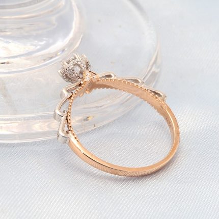 Luxury Two Tone Gold 0.351ct VS1 HPHT CVD Lab Grown Diamond 18K Gold Engagement Wedding Ring for Women 2