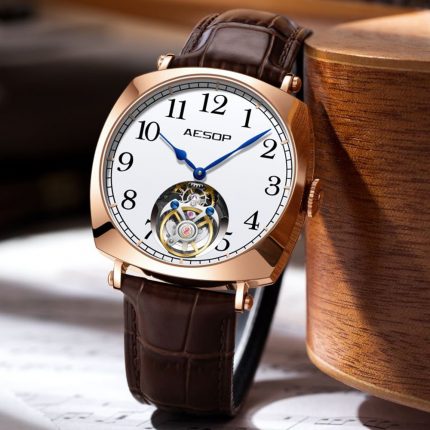 Aesop Square Tourbillon Wristwatches Hand Winding Movement Luxury Punk Mechanical Watch For Men Sapphire Mirror Waterproof  2023 1