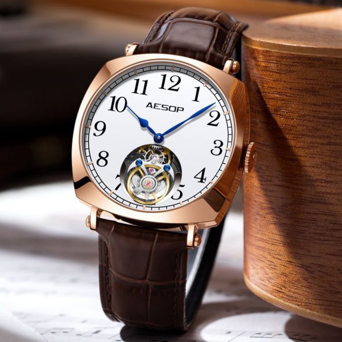 Aesop Square Tourbillon Wristwatches Hand Winding Movement Luxury Punk Mechanical Watch For Men Sapphire Mirror Waterproof 2023 1