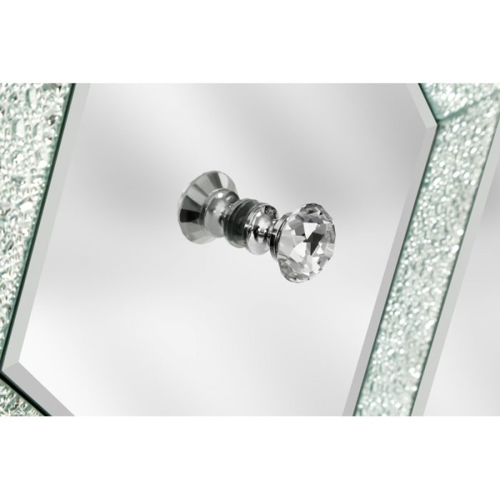 Storage Cabinet with Mirror Trim and Diamond Shape Design, Silver ,for Living Room, Dining Room, Entryway, Kitchen 5
