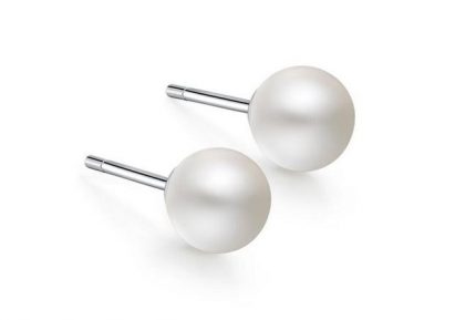 A pair 12-13mm south sea white pearl round stud earring 14k 1