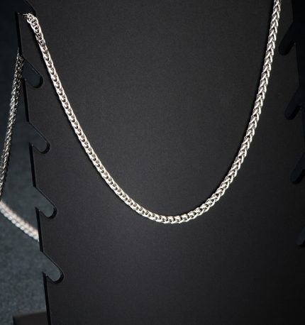 Pure 18K White Gold Necklace Chain Women AU750 Gold Wheat Chain Necklace 2