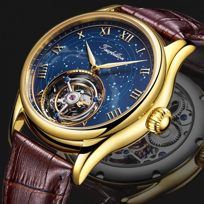 Fashion Tourbillon Men Mechanical Watch Star Sky Dial 100% Original Real Tourbillon Movement Male Wristwatch Relogios Masculinos 1