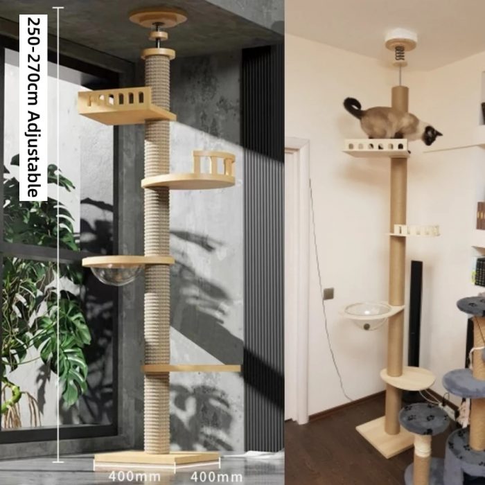 Wooden Column Vertical Cat Toy Cat Claw Board Sisal Claw Sharpener Large Cat Frame Cat Climbing Frame Solid Wood Cat Nest 5