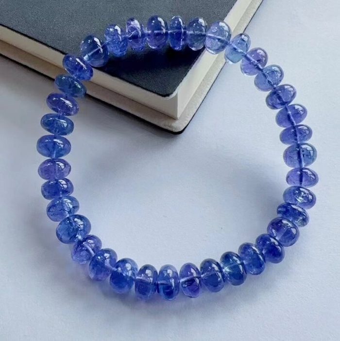 Natural Blue Tanzanite Tanzania Clear Abacus Beads Round Bracelet 7.5x4.5mm Tanzanite Rare Stone Bangle AAAAAA 3