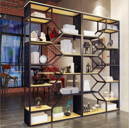Industrial Wind Shelves Bookshelves Flower Shelves Wine Rack Office Screen Partition Shelves Living Room Bedroom Decoration 2