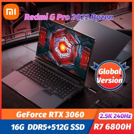 Xiaomi Redmi G Pro Laptop 2022 AMD Ryzen R7-6800H RTX3060 GPU 16G DDR5+512G SSD Gaming Computer 16" 2.5K 240Hz Game Notebook PC 1