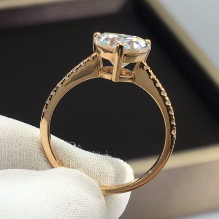 DIY 2CT 8MM D Heart Style Moissanite 18K AU750 Rose Gold Ring Passed Diamond Test High Wedding Jewelry Party Birthday Party Gift 3
