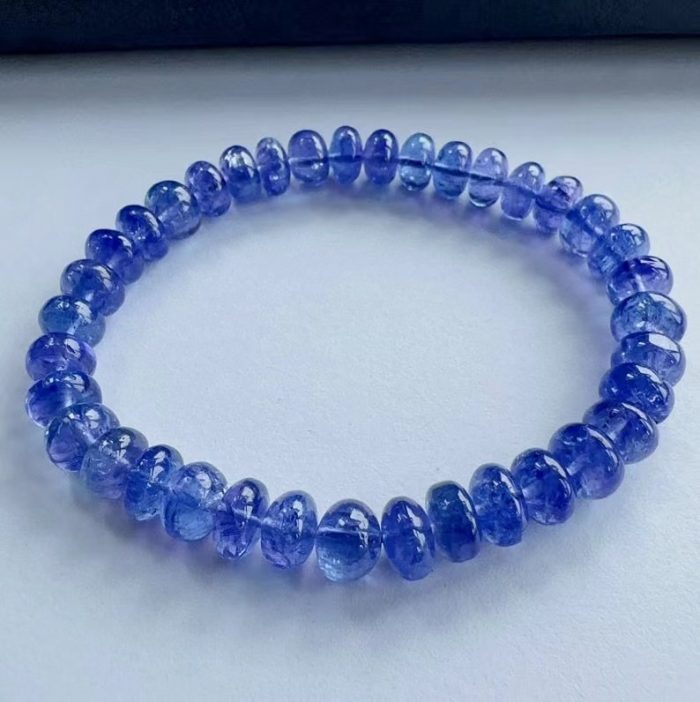 Natural Blue Tanzanite Tanzania Clear Abacus Beads Round Bracelet 7.5x4.5mm Tanzanite Rare Stone Bangle AAAAAA 2