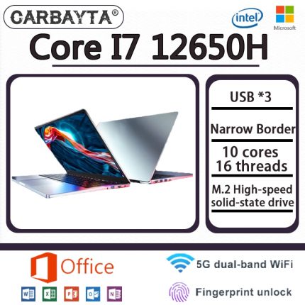 CARBAYTA I7 12650H Gaming 10 Core Laptop 15.6 Inch Intel Core MAX 64GB RAM 4TB SSD  2560x1440 IPS Notebook Windows10 11 WiFi6 BT 1