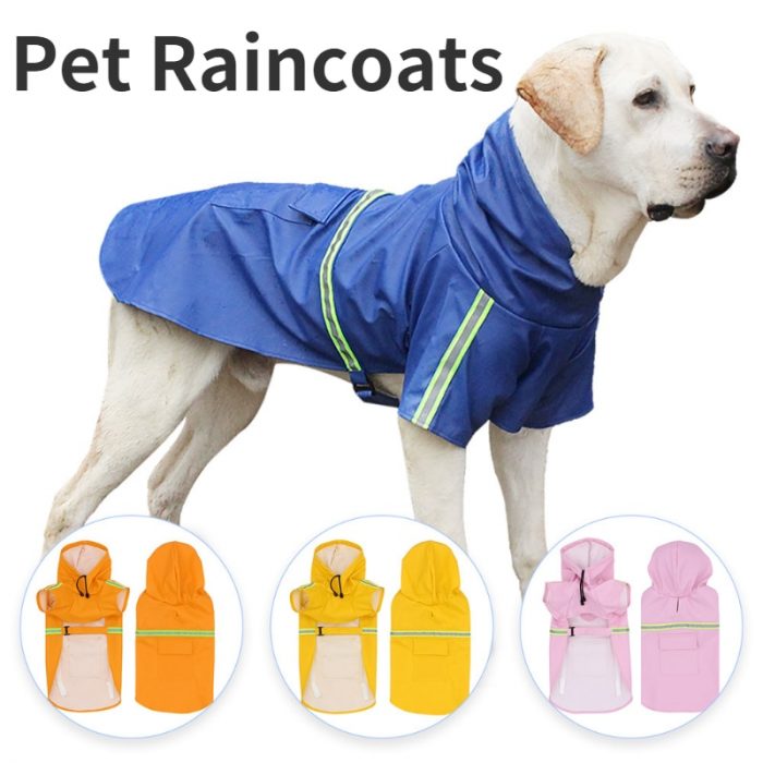 1PC New Reflective rain coat pet clothers PU golden retriever corgi dog raincoat windproof snow prevention cat dog costume 1