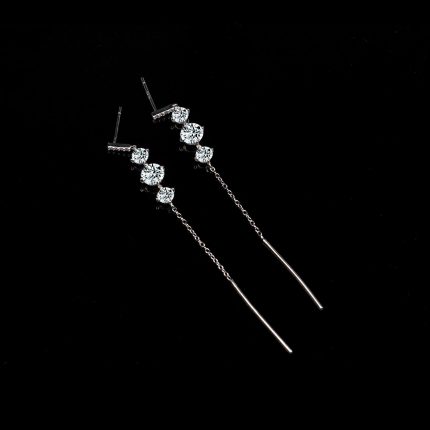 KNOW LOVE Diamond Long Tassel Earrings for Women Bridal Drop Dangling Earrings Brincos Wedding Jewelry 18K GOLD 2
