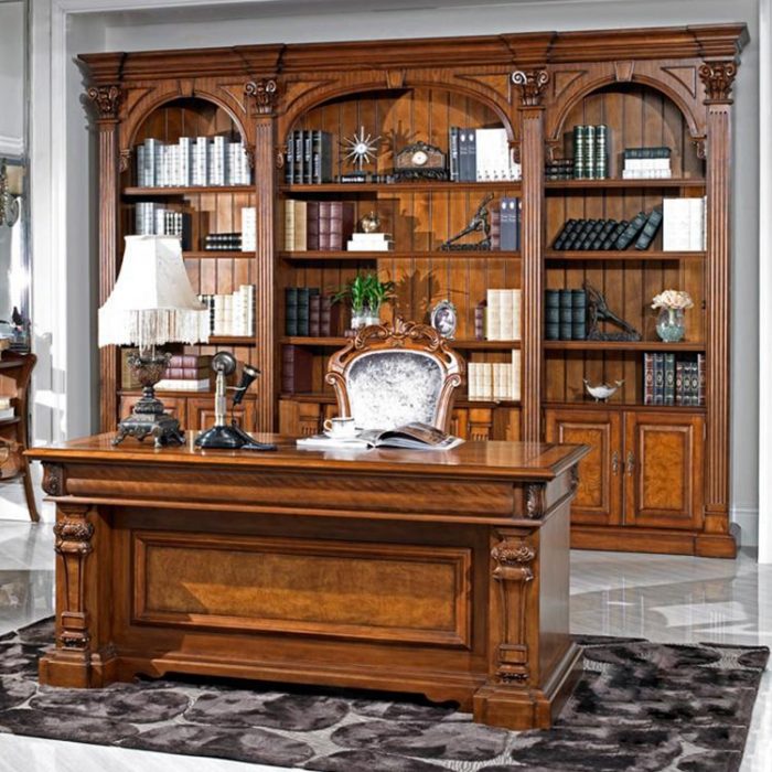 European-style solid wood combination bookcase American country filing cabinet display cabinet bookshelf study furniture 1