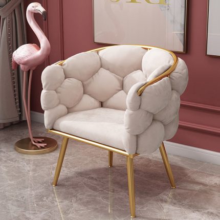 Light luxury fluffy sofa creative design velvet armchair Nordic leisure furniture waiting chair comfortable back dressing seats 1