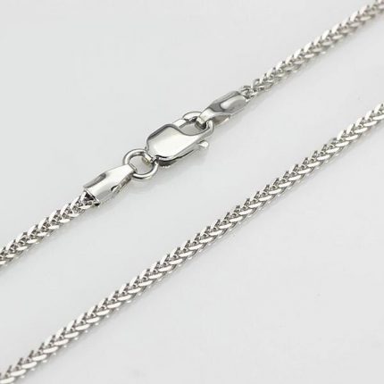 1.4mmW  Thick Genuine 18K White Gold Necklace Wheat For Men and female Style Bold necklace 40/43/45/50cm  2019 2