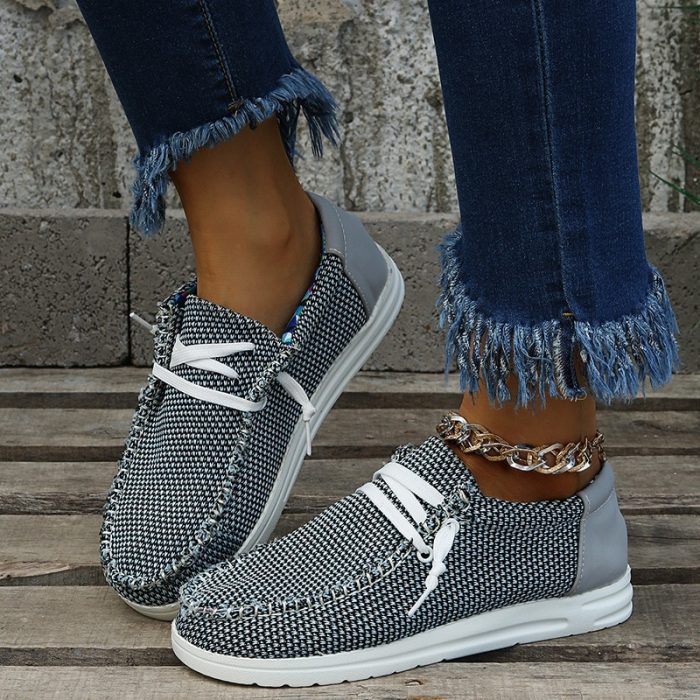 2022 New Women Shoes Sneakers Knitted Mesh Dude Flats Large Size Ladies Slip on Zapatill Mujer Casual Summer Female Mocassins 1