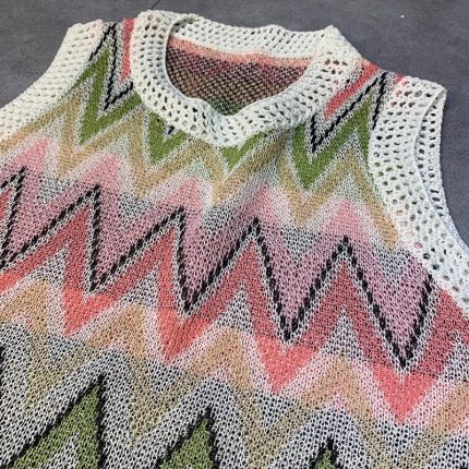 Summer Knit Mini Dress Women Rainbow Striped Dress Ladies Sleeveless Hollow Out Patchwork Sundress Fashion Casual Robe Femme 2