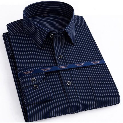 high quality autumn men plus size office shirts long sleeve cotton 8XL 10XL 12XL oversize striped shirts formal shirt blue black 1