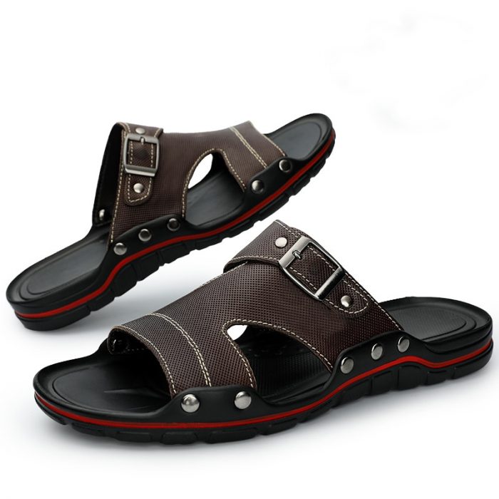 ZSAUAN Plus Size Comfort Men Slippers Buckle Flat Men Slides Male flip flops Sandals Men Home 1