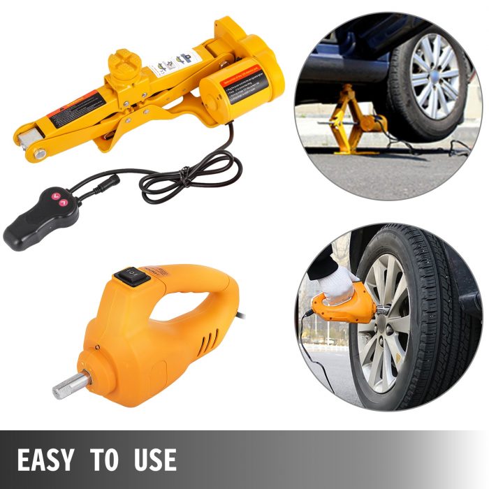 VEVOR 3 Ton Electric Car Jack Kit 12V DC Portable Auto Scissors Jack With Impact Wrench Air Pump Electric Car Lift Repair Tool 3