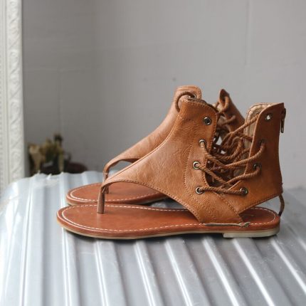 Women Sandals Vintage Summer Women Shoes Gladiator Sandals Flip-Flops For Women Beach Shoes Leather Flat Sandalias Mujer 1