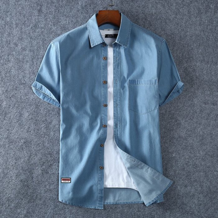 2023 Summer New Men's Denim Shirt Large Size Short Sleeve Fashion Loose Casual Cotton Cowboy Shirt Male Brand 6XL 7XL 8XL 1