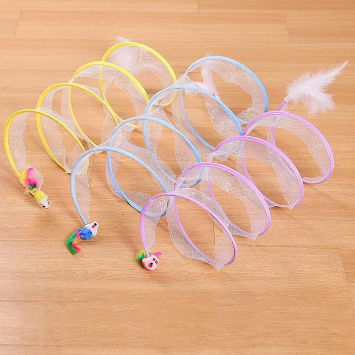 1Pc Cat Tunnel For Indoor Cats Collapsible Cat Toy Coil Spiral Colorful Springs Cat Pet Crinkle Tunnels For Indoor Pet Supplies 1