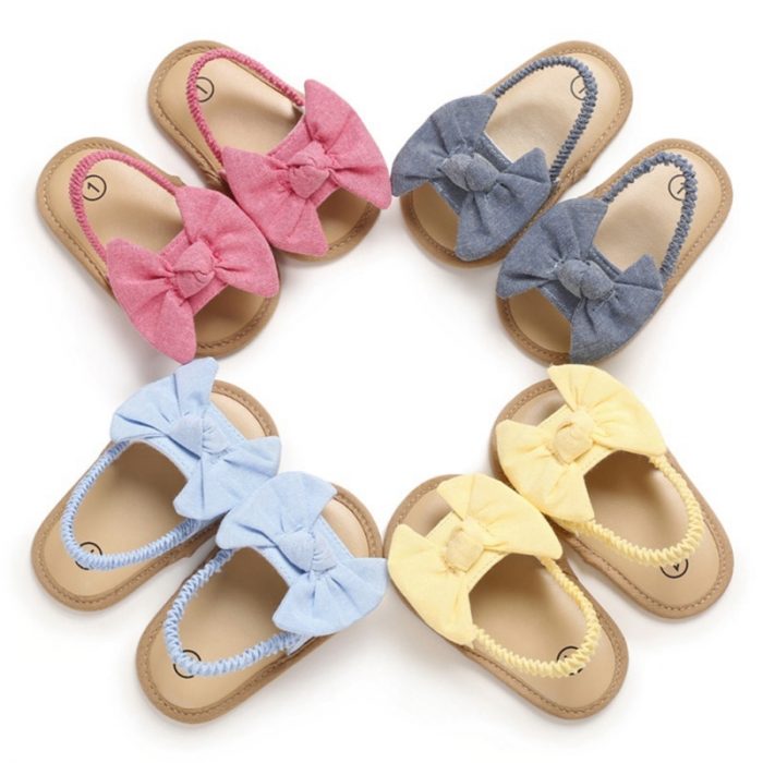 Summer Girls Sandals Kid's Fashion Solid Color Bow Platform Princess Contracted Shoes Casual Outdoor Beach Sandal Baby 1