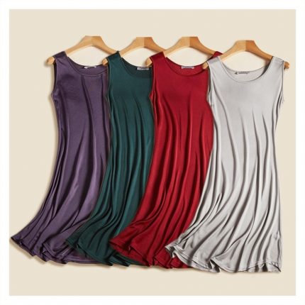 Silk Sleeveless Dress Summer Mulberry Silk Solid Color Large Sleeveless Bottomless Vest Skirt Big Swing Beach Dress 2