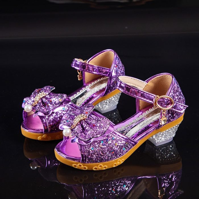 Girls shoes spring and autumn new girls sequined crystal high-heeled princess shoes performance shoes kids 1