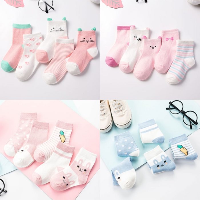 5Pairs Children Sock Breathable Sports Girls Boys Sokcs Unisex Cotton Toddler Socks Cute Socks Girls Socks Toddler Girl Socks 1