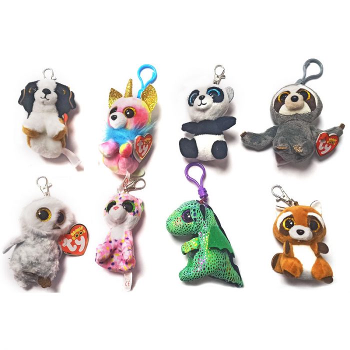 Ty Plush Keychain Cute Big Eyes Plush Stuffed Animal Pendant Keychain Penguin Owl Unicorn Rabbit Children Toy Decoration 10cm 1