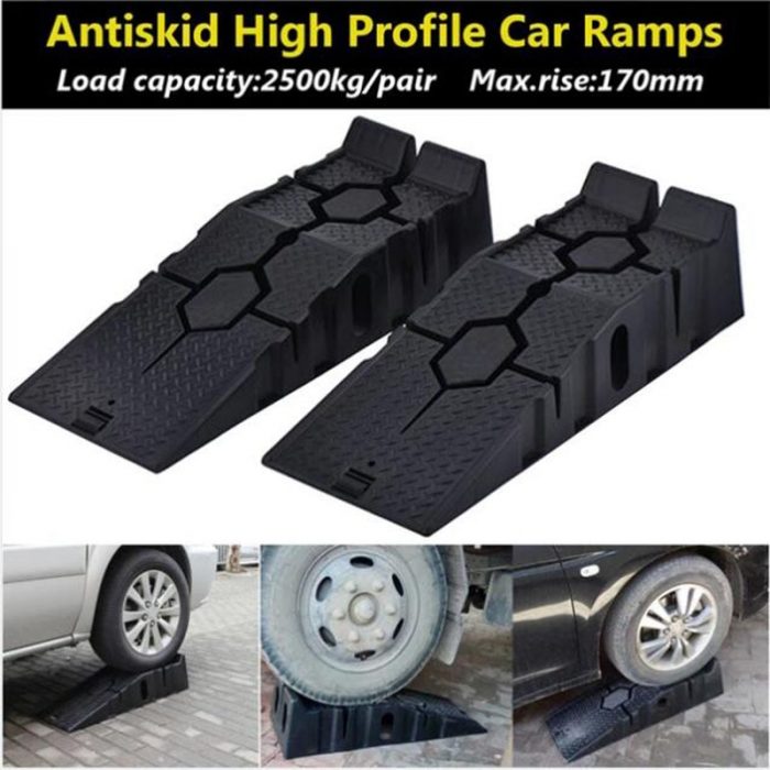 1Pair Black 2500KG Heavy Duty Car Ramps 900mm Long Antiskid Working Ramp Auto Oil Changing Repair Maintenance Jack Lift Tools 1