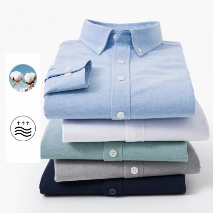 5 Color Men's Oxford Spinning Smart Casual Long Sleeve Shirts 2023 New Arrival Spring Autumn Comfortable Skin Men Dress Shirts 1
