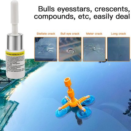 Car Windshield Repair Kit -Glass Glue Fix Windshield Chips, Cracks, Bulls-Eye, Star-Shaped and Half-Moon Cracks Now 2