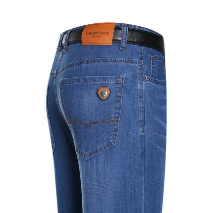 Spring And Summer Thin Men'S Business Stretch Jeans Classic Style Casual Loose Straight-Leg Denim Trousers Male Brand Slim Pants 2