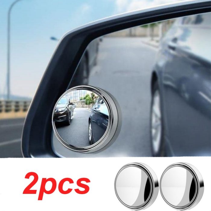 2Pcs Car Rearview Sucker Mirrors 360° Blind Spot Mirror Adjustable Round Frame Convex Wide-angle Clear Rearview Auxiliary Mirror 1