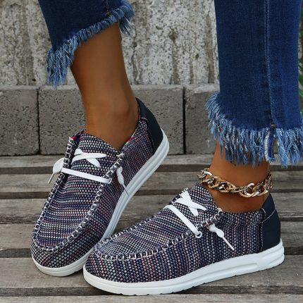 2022 New Women Shoes Sneakers Knitted Mesh Dude Flats Large Size Ladies Slip on Zapatill Mujer Casual Summer Female Mocassins 2